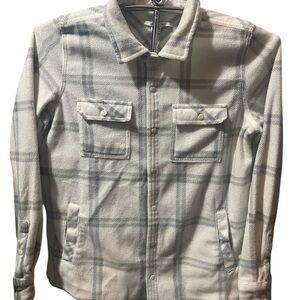 O'Neill Men's Lightweight Plaid Shirt Jacket in Gray and White